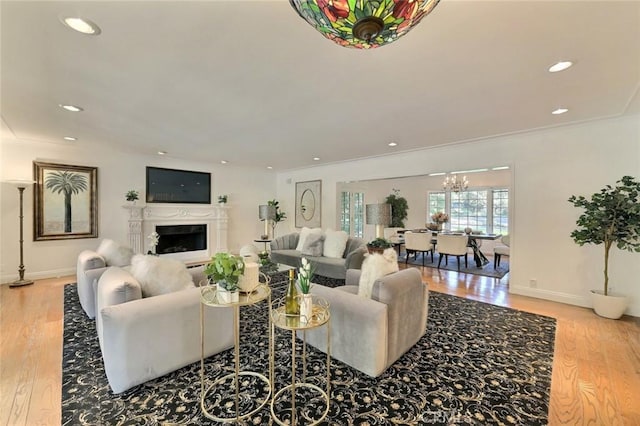 living room with light wood-type flooring