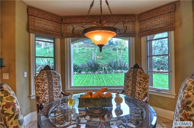 view of tiled dining room