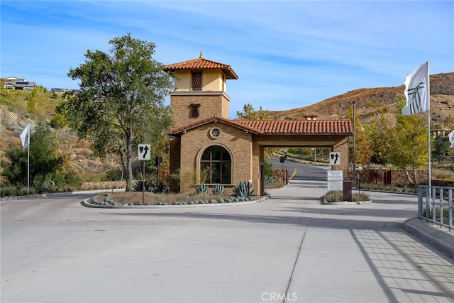 view of community with a mountain view