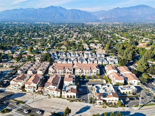 drone / aerial view featuring a mountain view