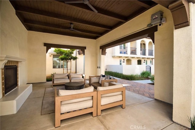 view of patio / terrace featuring an outdoor hangout area and ceiling fan