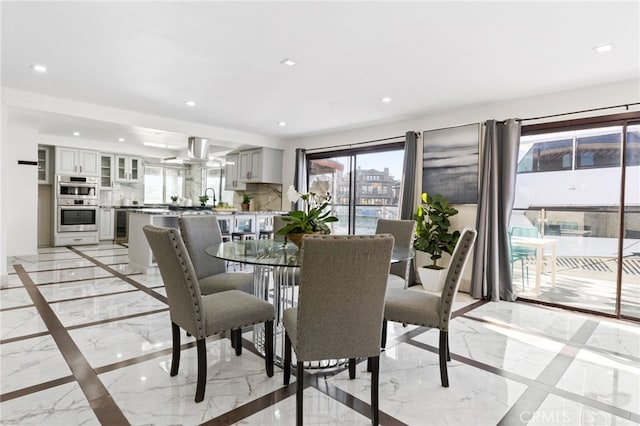 dining area with sink