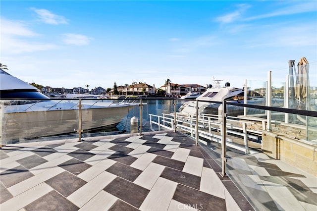 view of dock featuring a water view