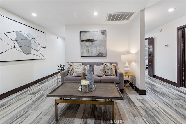 living room featuring light hardwood / wood-style floors