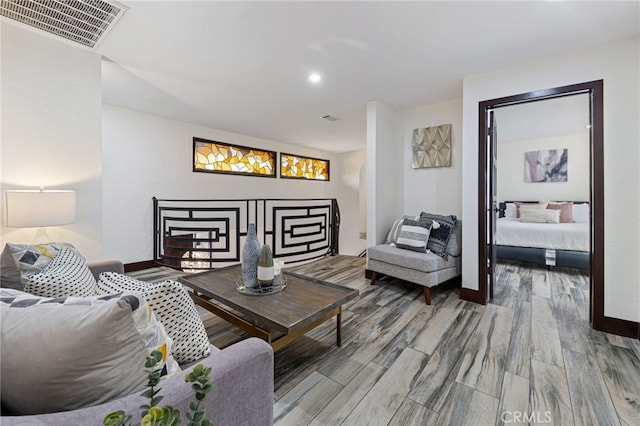 living room with hardwood / wood-style flooring