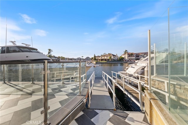 view of dock featuring a water view