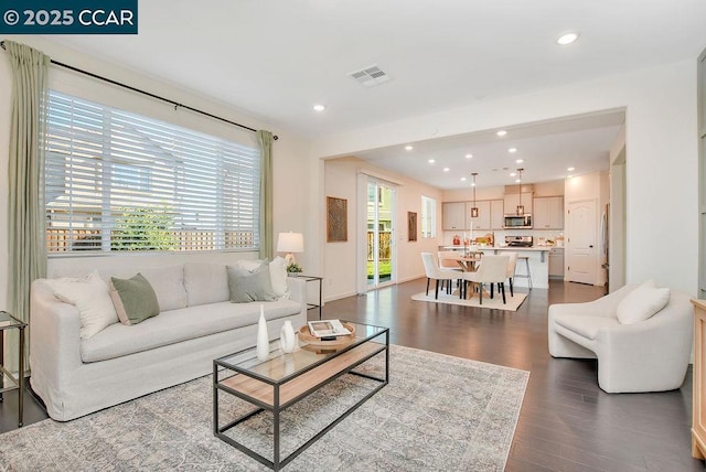 living room with hardwood / wood-style floors