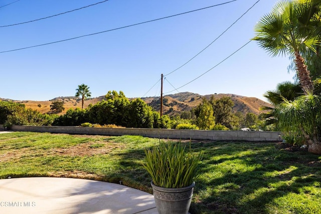 view of yard with a mountain view