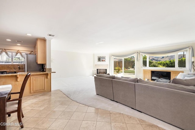 view of tiled living room