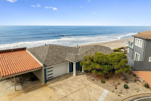 view of water feature featuring a view of the beach