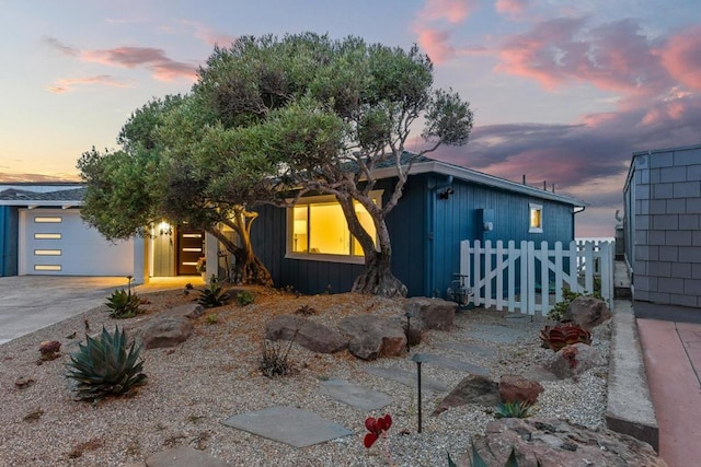 view of front of house with a garage