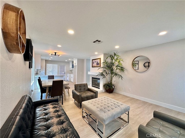 living room featuring light hardwood / wood-style floors