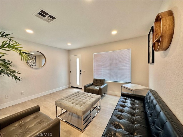 living room with light wood-type flooring