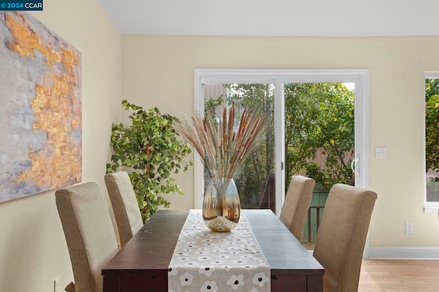 dining room featuring light hardwood / wood-style floors