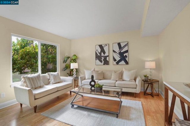 living room featuring light wood-type flooring