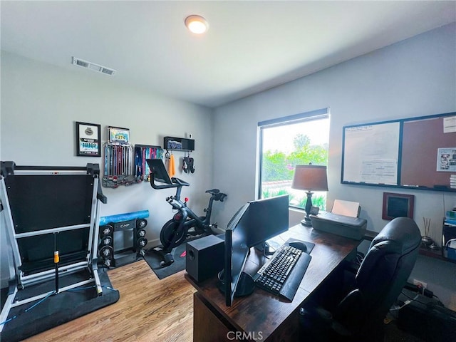 office area with hardwood / wood-style flooring