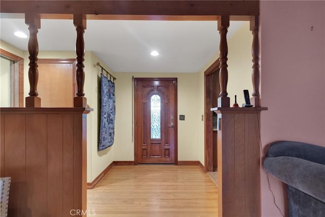 foyer entrance featuring light hardwood / wood-style floors