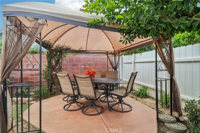 view of patio / terrace with a gazebo