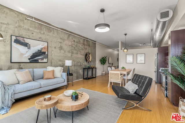 living room featuring light hardwood / wood-style flooring