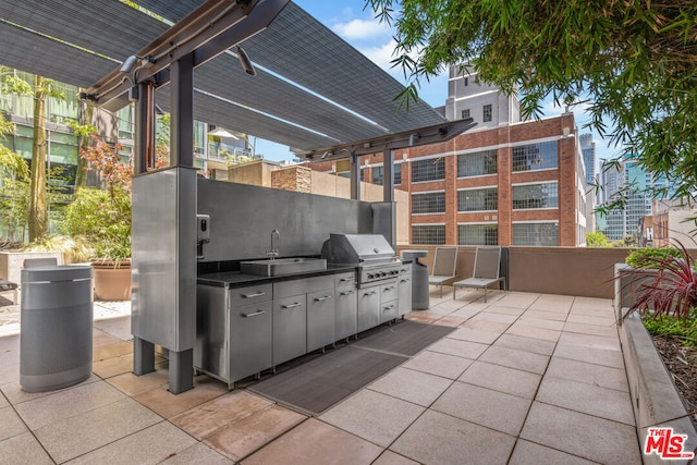 view of patio / terrace featuring grilling area, sink, and exterior kitchen