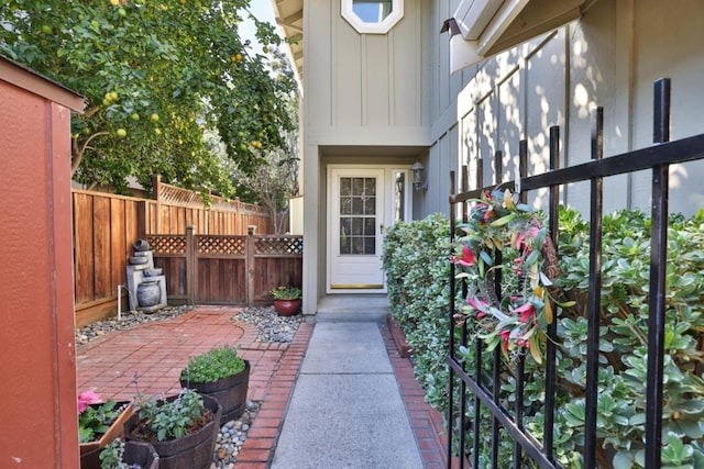 doorway to property with a patio