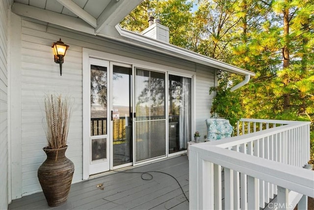 doorway to property featuring a deck