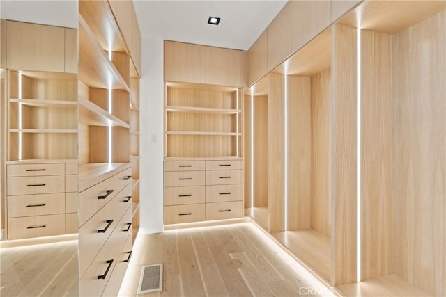 walk in closet featuring light wood-type flooring