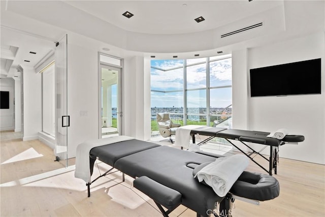 interior space with light hardwood / wood-style floors