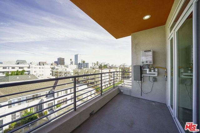 balcony featuring water heater