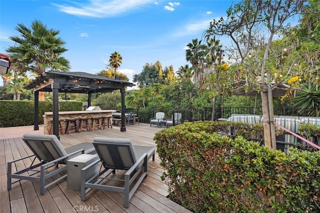 2308 S Ola Vis, San Clemente, CA 92672 - wooden deck with fence, outdoor dry bar, and a gazebo