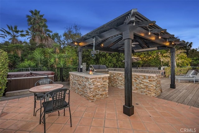 2308 S Ola Vis, San Clemente, CA 92672 - view of patio / terrace featuring area for grilling, an outdoor kitchen, a deck, a pergola, and a fire pit