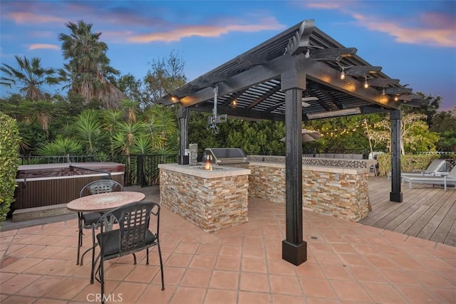 2308 S Ola Vis, San Clemente, CA 92672 - view of patio / terrace with a pergola, an outdoor fire pit, a wooden deck, area for grilling, and a grill