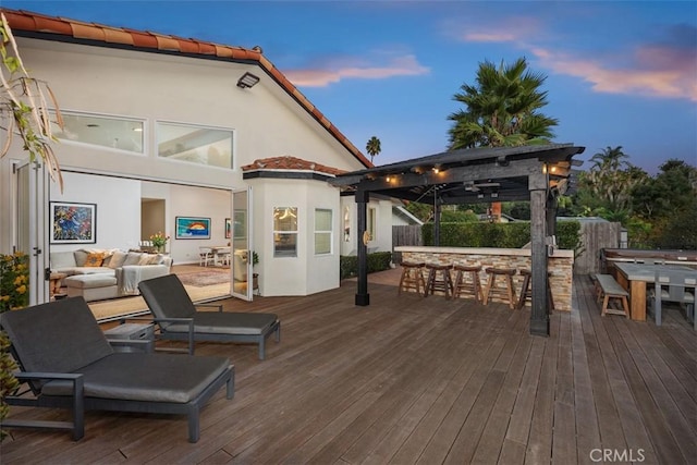 2308 S Ola Vis, San Clemente, CA 92672 - deck at dusk featuring outdoor dry bar