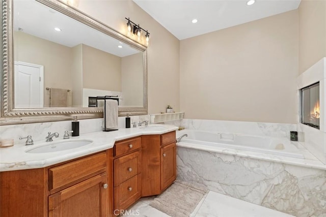 2308 S Ola Vis, San Clemente, CA 92672 - bathroom with a sink, a garden tub, recessed lighting, and double vanity
