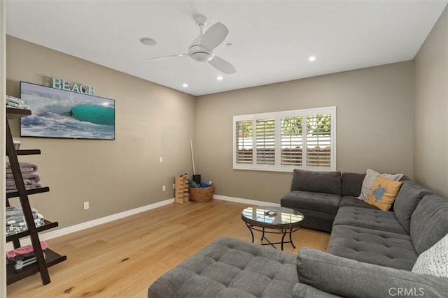 2308 S Ola Vis, San Clemente, CA 92672 - living area with baseboards, recessed lighting, ceiling fan, and wood finished floors