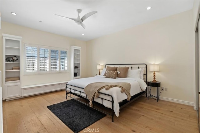 2308 S Ola Vis, San Clemente, CA 92672 - bedroom with light wood-type flooring, a ceiling fan, baseboards, and recessed lighting