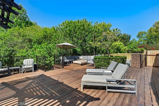 2308 S Ola Vis, San Clemente, CA 92672 - deck featuring an outdoor living space with a fire pit