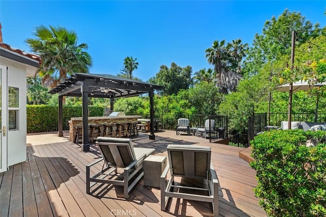 2308 S Ola Vis, San Clemente, CA 92672 - deck with fence, an outdoor living space, and outdoor dry bar