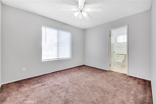 interior space featuring ceiling fan, plenty of natural light, and a textured ceiling