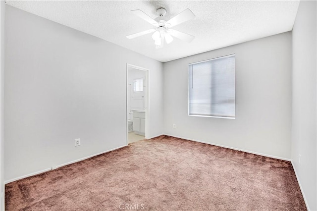 spare room featuring ceiling fan and carpet floors