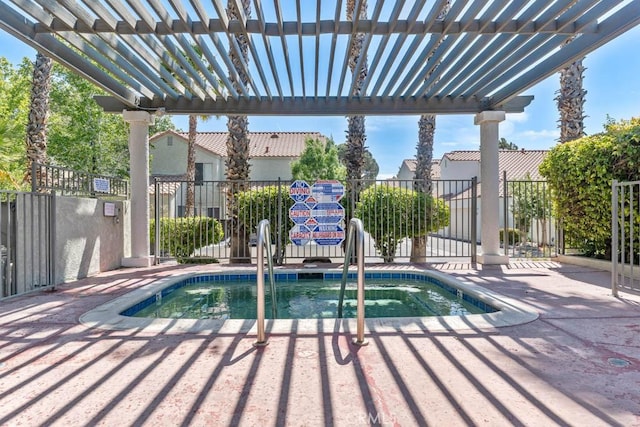 view of pool featuring a pergola and a community hot tub