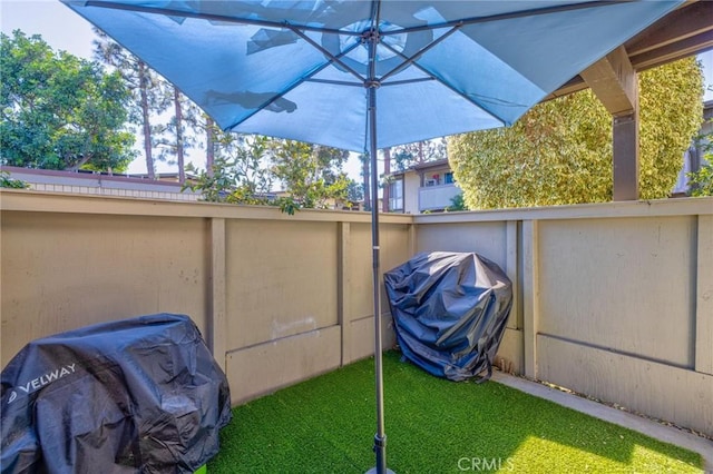 view of patio with area for grilling