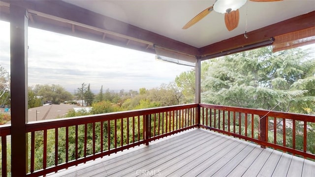 deck featuring ceiling fan