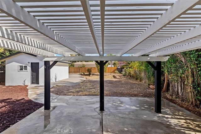 view of patio featuring a pergola