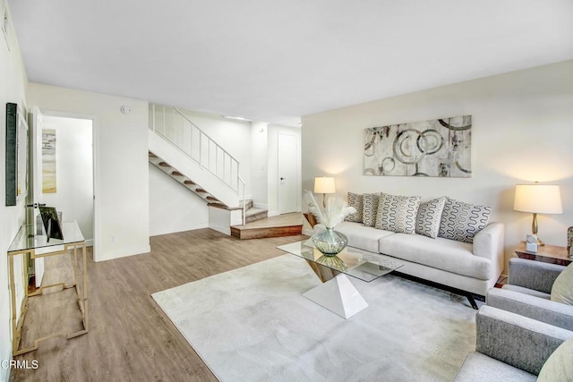 living room featuring light hardwood / wood-style flooring