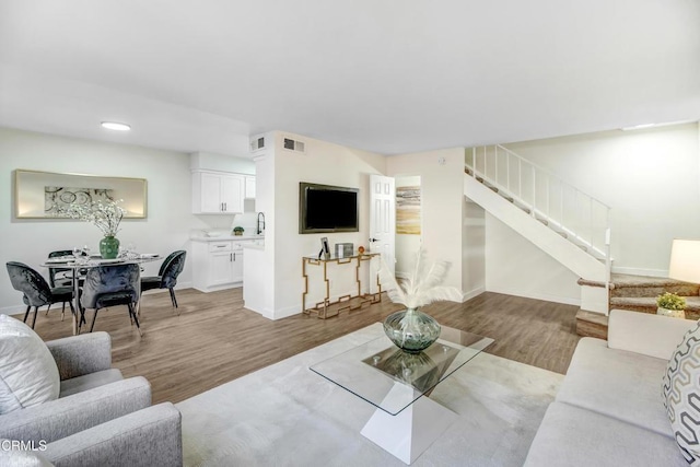 living room featuring light hardwood / wood-style flooring