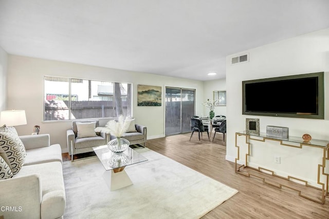 living room featuring light hardwood / wood-style floors