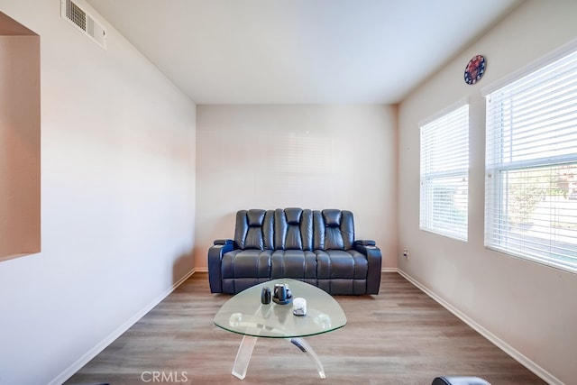 sitting room featuring light wood-type flooring