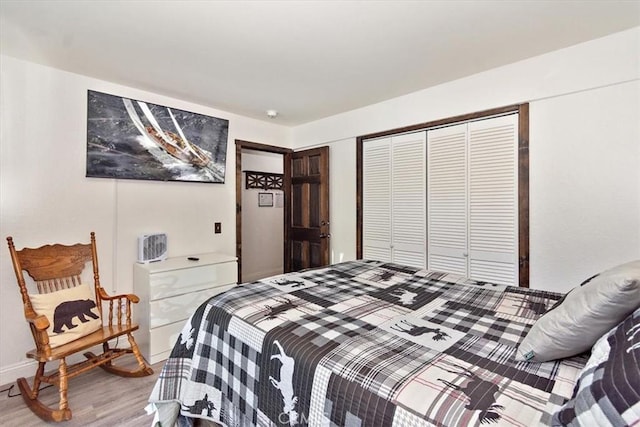 760 Blue Jay Rd Unit 10, Big Bear Lake, CA 92315 - bedroom featuring wood finished floors, a closet, and baseboards