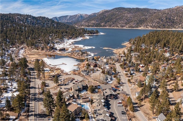 760 Blue Jay Rd Unit 10, Big Bear Lake, CA 92315 - aerial overview of property's location featuring a water and mountain view